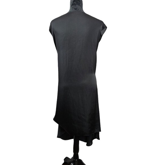 UMA RAQUEL DAVIDOWICZ Romulu Faux Waist Tie Draped Satin Black Dress - Picture 9 of 10